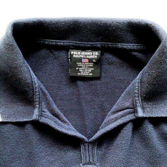 Vintage Ralph Lauren Jeans Co Retro Colourblock Polo Shirt Navy XL Grandpacore - Picture 10 of 16